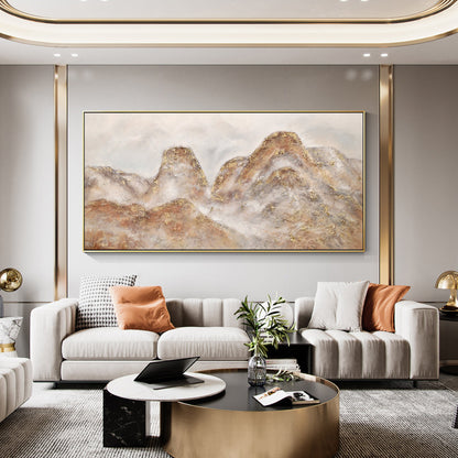 Mountain landscape Boho wall art Pink gold artwork Large wall art Cascade mounta #2