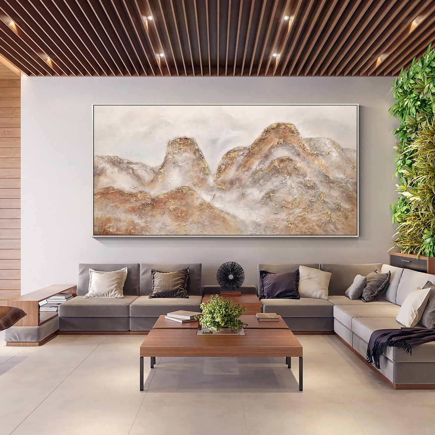 Mountain landscape Boho wall art Pink gold artwork Large wall art Cascade mounta #6