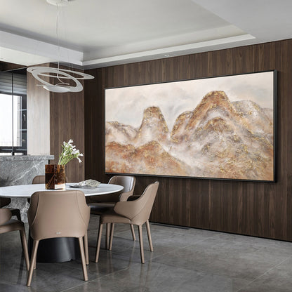 Mountain landscape Boho wall art Pink gold artwork Large wall art Cascade mounta #1