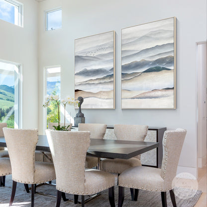Mountain Landscape Painting Canvas: Abstract Living Room Wall Art (Set of 2) #2