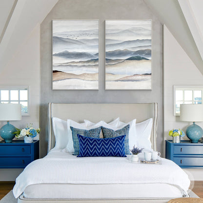 Mountain Landscape Painting Canvas: Abstract Living Room Wall Art (Set of 2) #5
