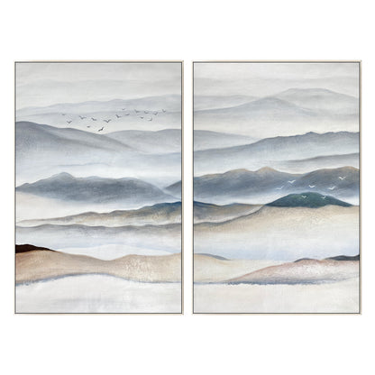 Mountain Landscape Painting Canvas: Abstract Living Room Wall Art (Set of 2) #9
