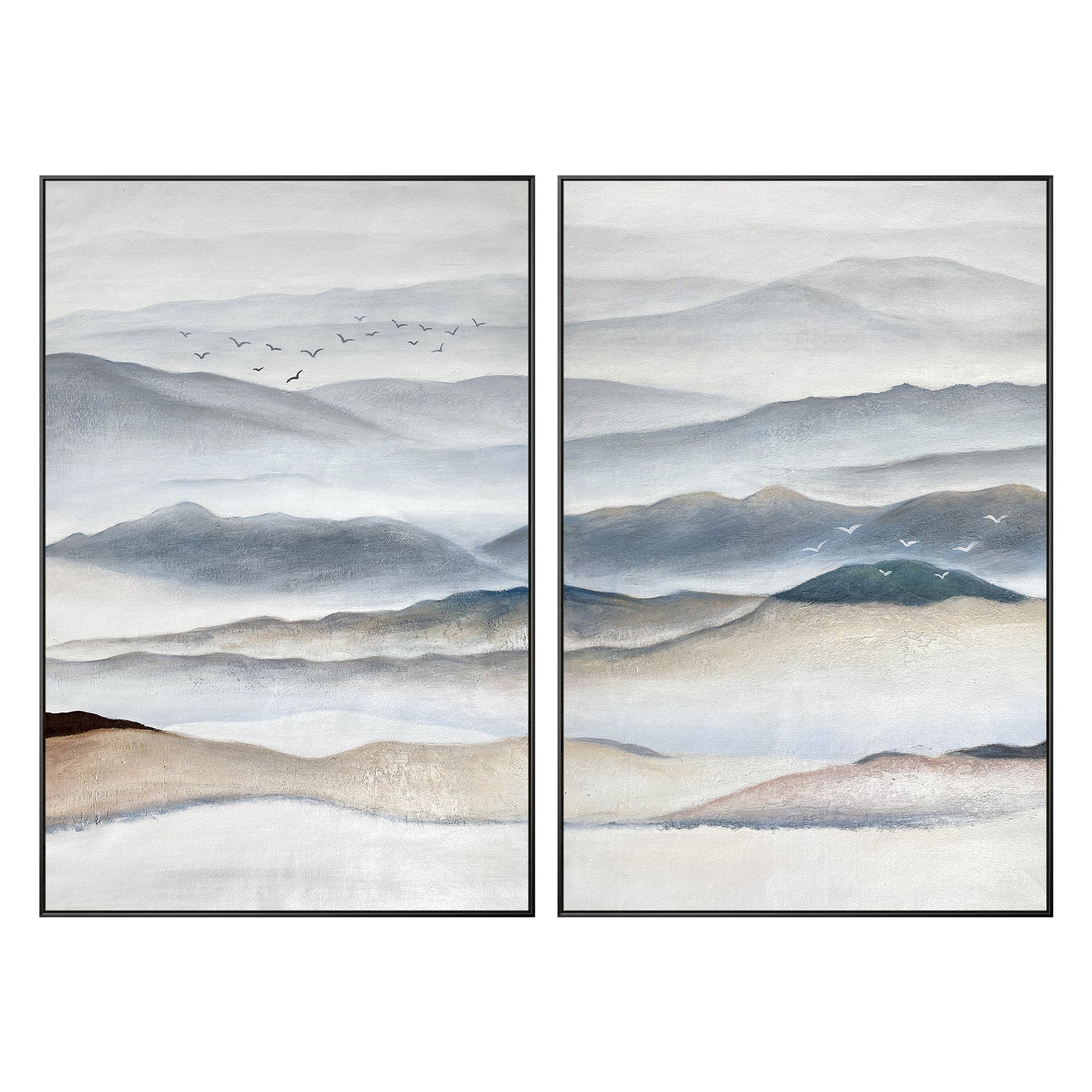Mountain Landscape Painting Canvas: Abstract Living Room Wall Art (Set of 2) #10