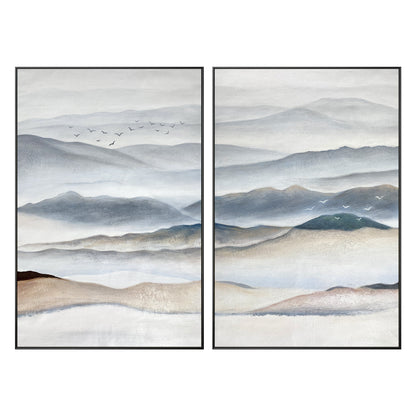 Mountain Landscape Painting Canvas: Abstract Living Room Wall Art (Set of 2) #10