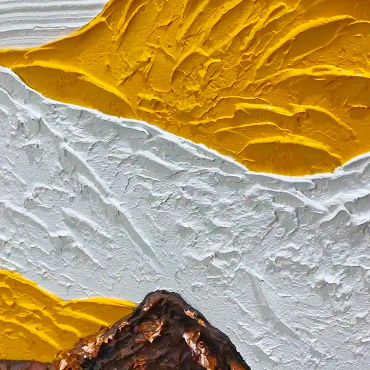 MOUNTAIN PEAKS: Textured Mountain Range Painting in Brown and White | rolled canvas, ready for custom framing
