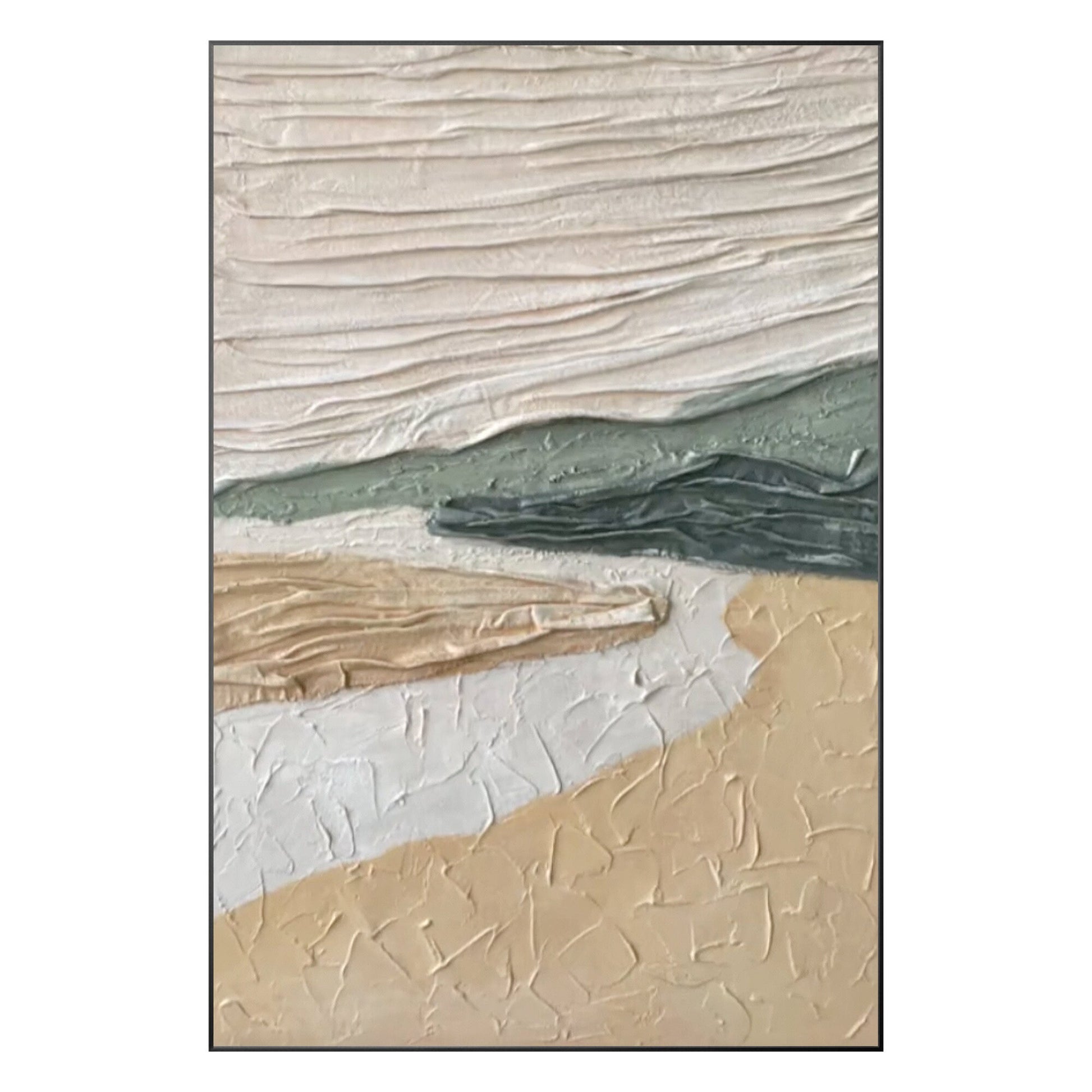 Mountain River Heavy Texture Painting On Canvas, Vertical BOHO Wall Art Livingro #9
