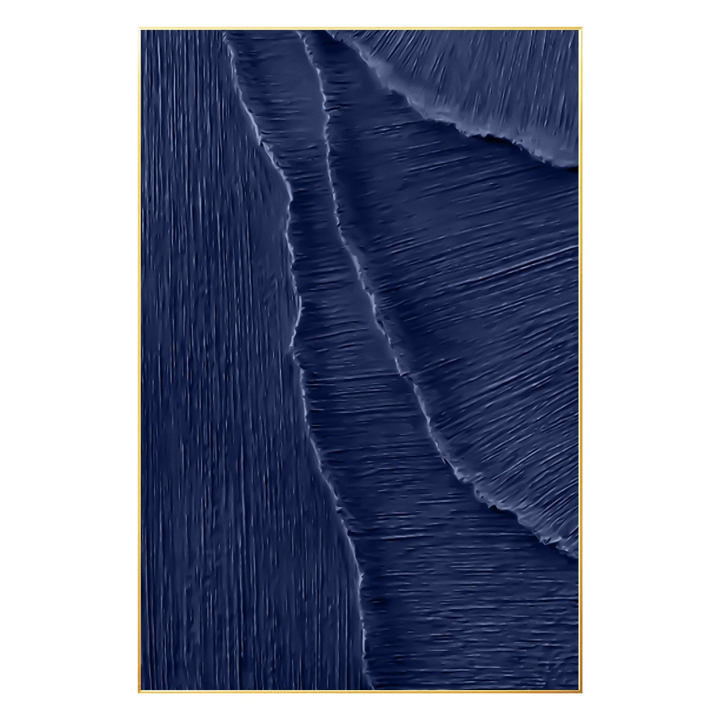 Navy Blue 3D Texture Ocean Wave Painting: Framed Plaster Wall Art #8