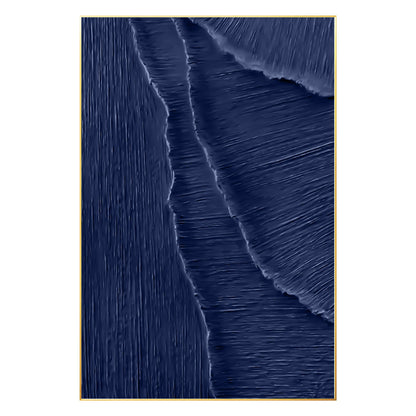 Navy Blue 3D Texture Ocean Wave Painting: Framed Plaster Wall Art #8