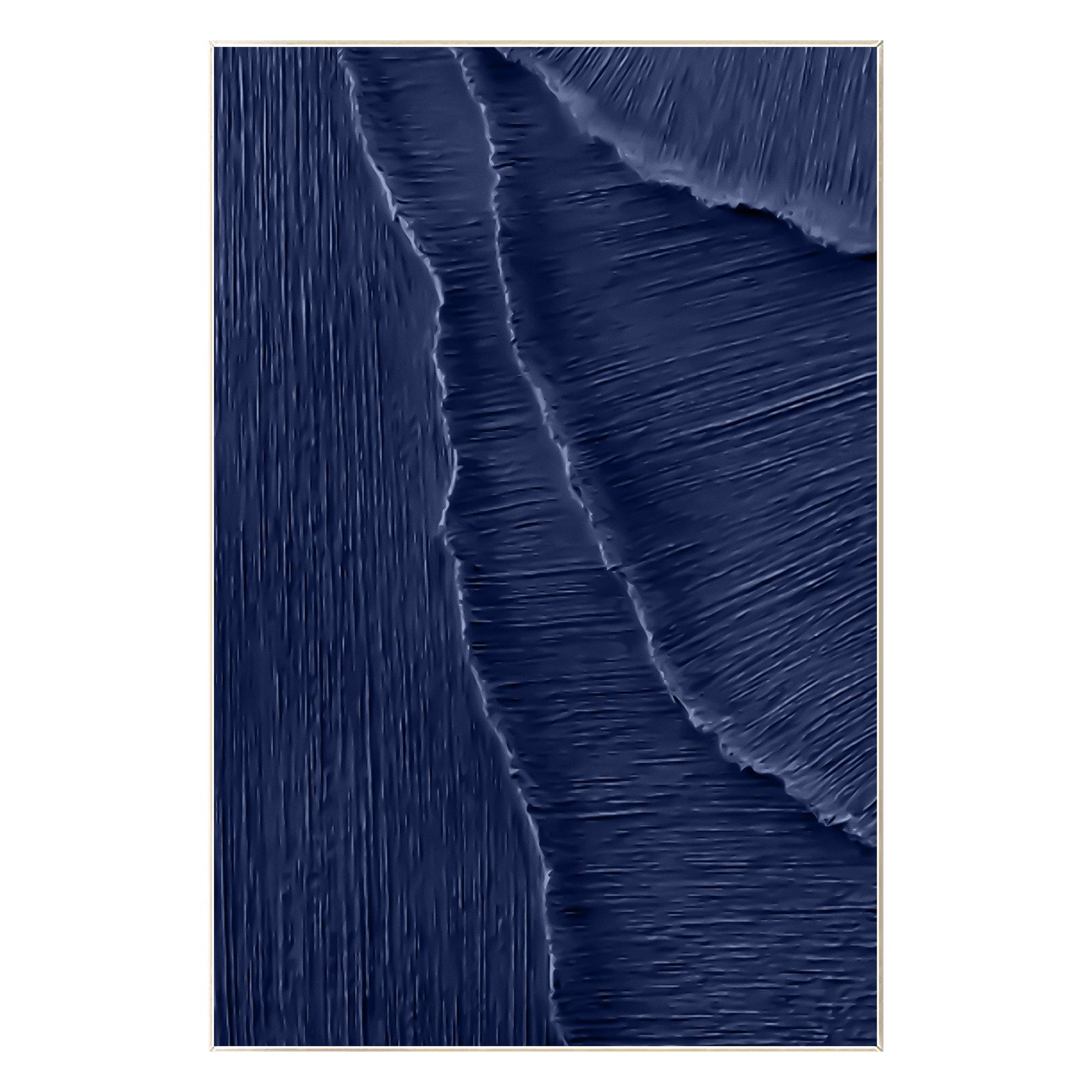 Navy Blue 3D Texture Ocean Wave Painting: Framed Plaster Wall Art #9