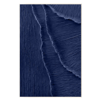 Navy Blue 3D Texture Ocean Wave Painting: Framed Plaster Wall Art #9