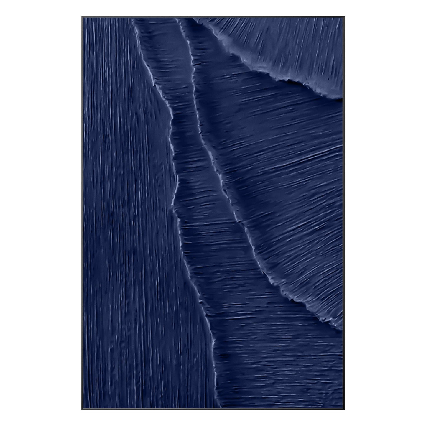 Navy Blue 3D Texture Ocean Wave Painting: Framed Plaster Wall Art #10