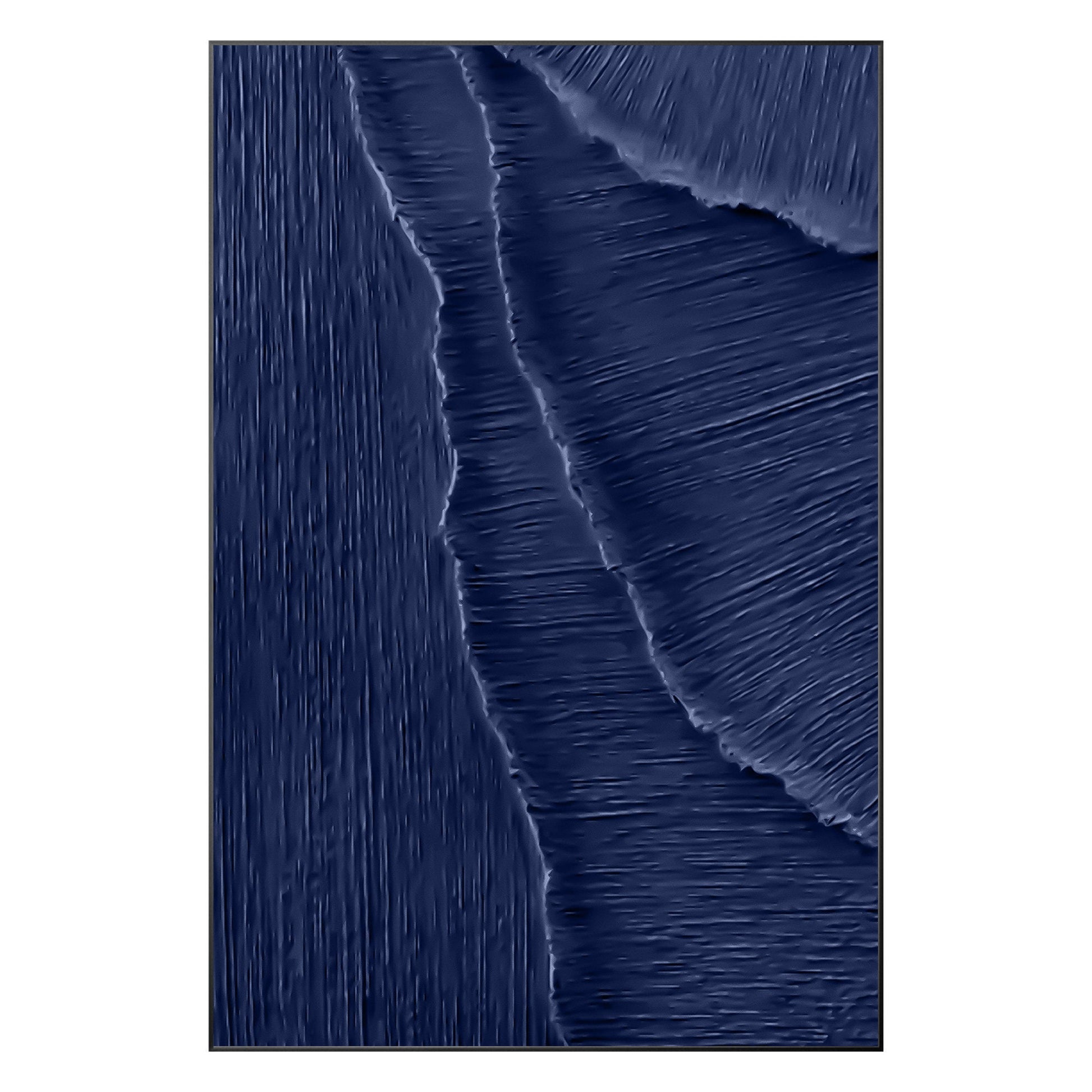 Navy Blue 3D Texture Ocean Wave Painting: Framed Plaster Wall Art #10