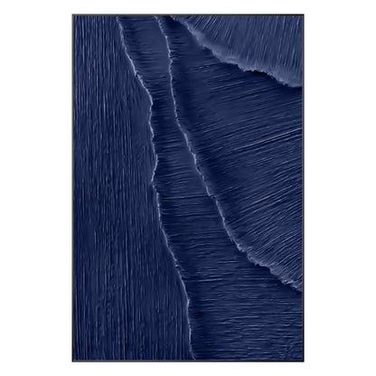 Navy Blue 3D Texture Ocean Wave Painting: Framed Plaster Wall Art #10