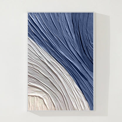 Navy Blue 3D Texture Painting, Minimalist Abstract Canvas Wall Art, Large Hand P #10