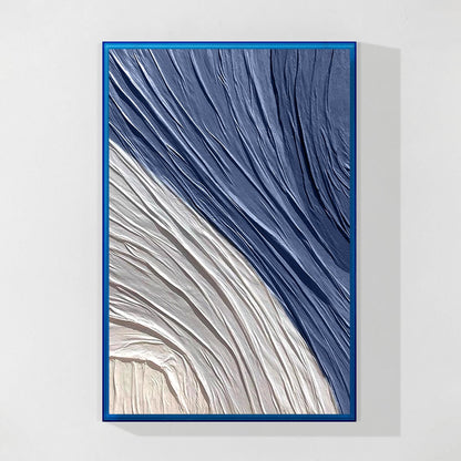 Navy Blue 3D Texture Painting, Minimalist Abstract Canvas Wall Art, Large Hand P #12