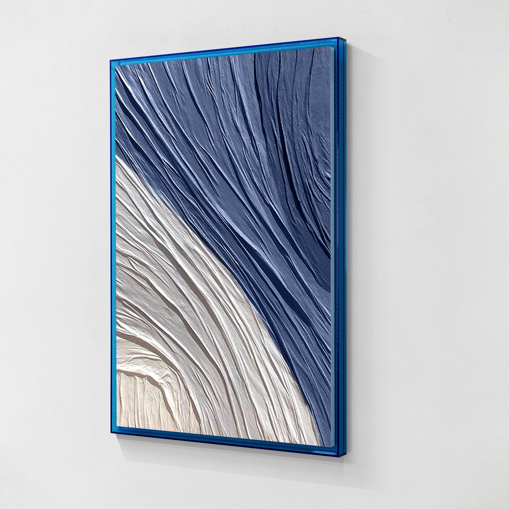 Navy Blue 3D Texture Painting, Minimalist Abstract Canvas Wall Art, Large Hand P #7