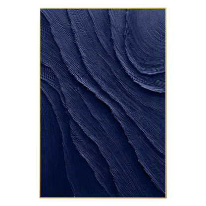 Navy Blue 3D Texture Wall Art, Extra Large Minimalist Canvas Painting, Thick Tex #12