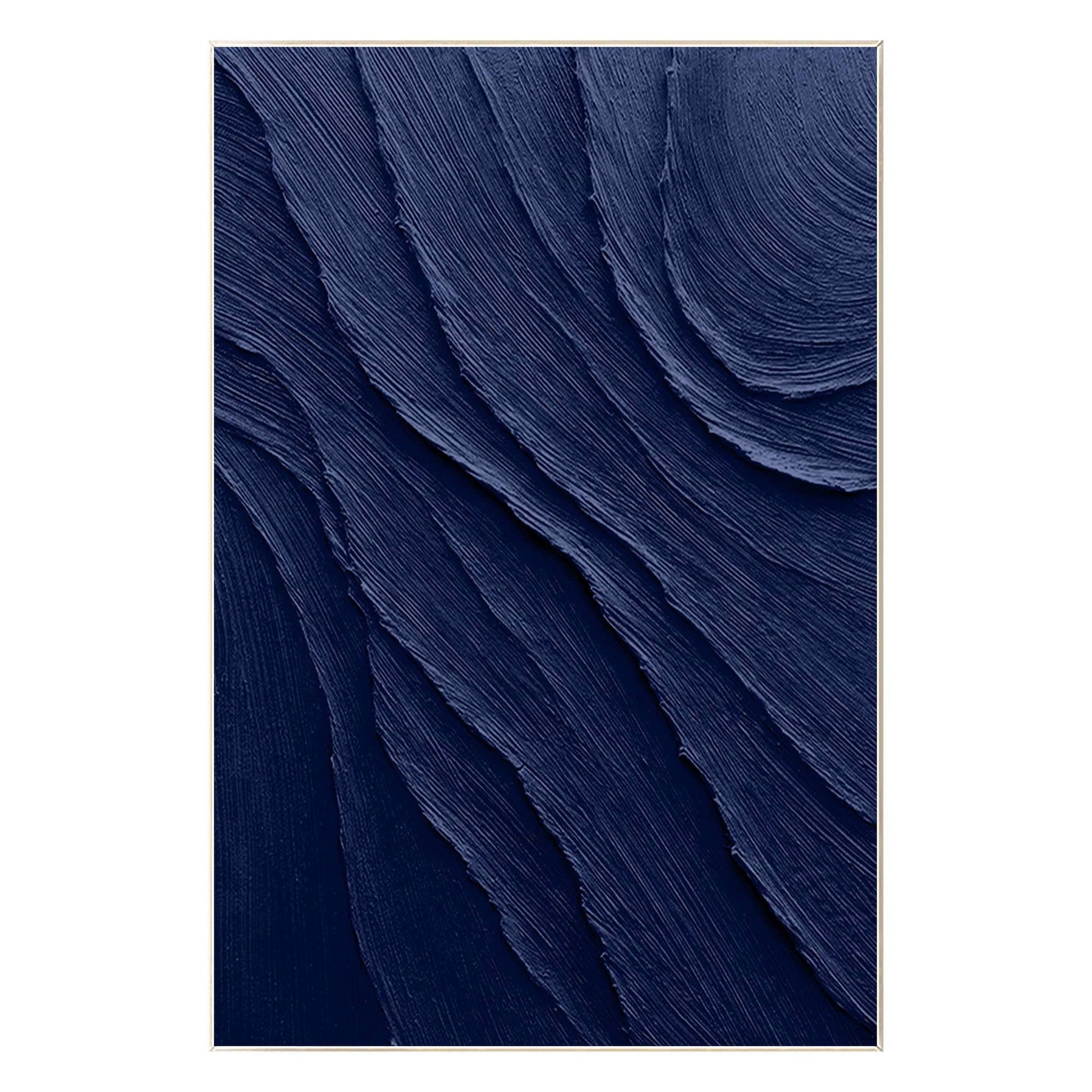 Navy Blue 3D Texture Wall Art, Extra Large Minimalist Canvas Painting, Thick Tex #13