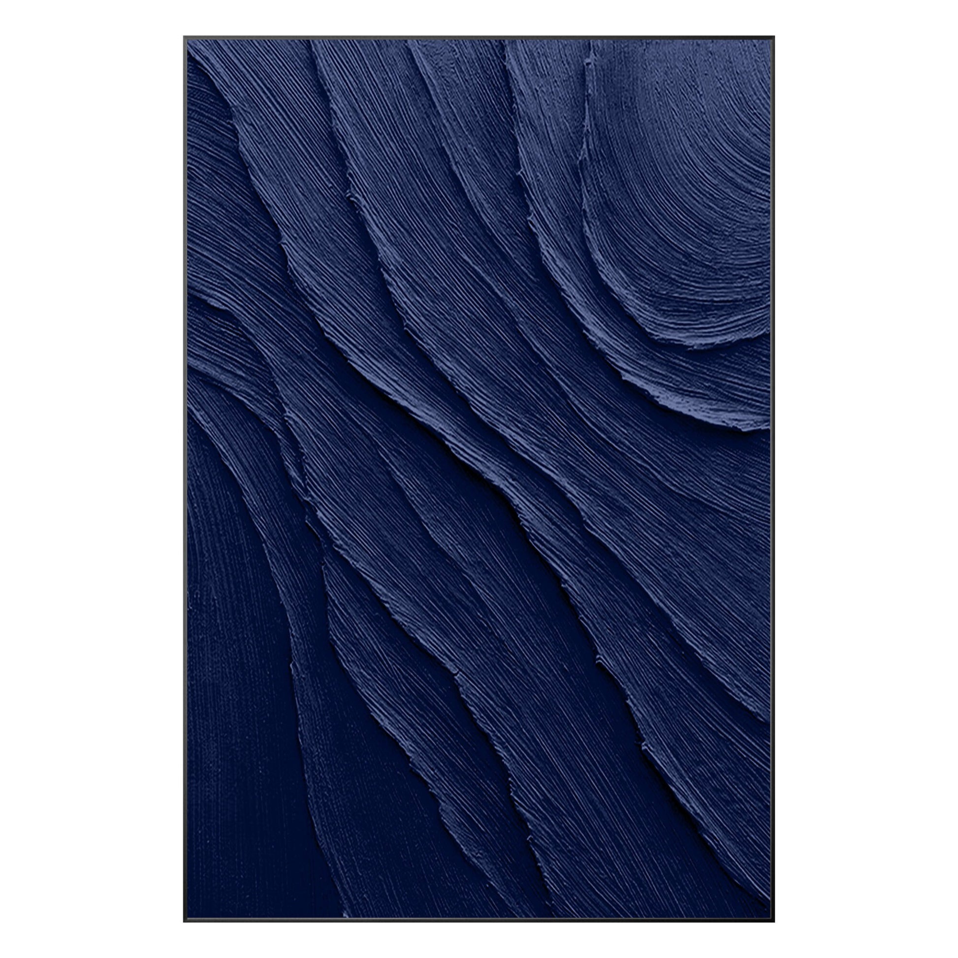 Navy Blue 3D Texture Wall Art, Extra Large Minimalist Canvas Painting, Thick Tex #14