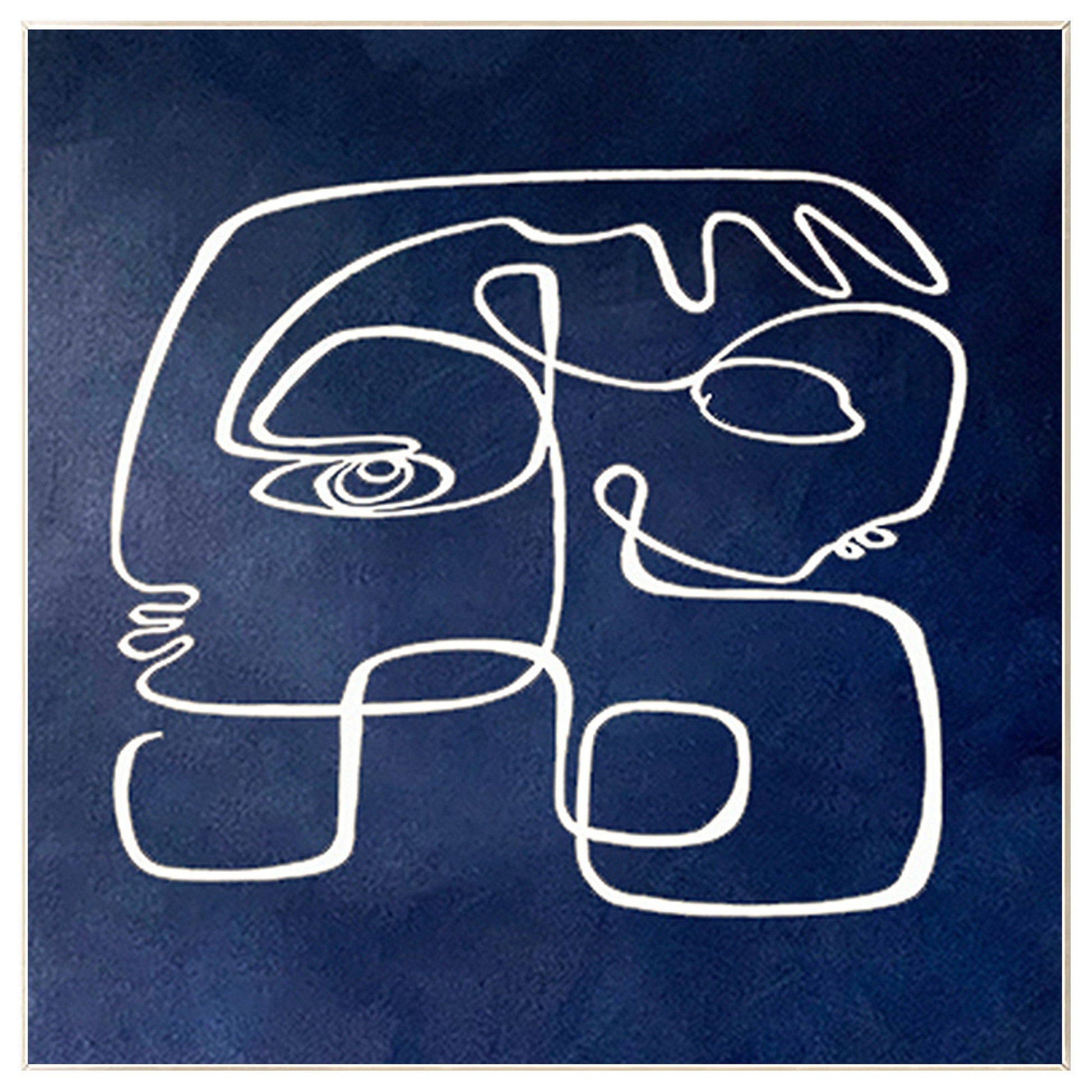Navy Blue Abstract Line Art – Modern Acrylic Painting on Canvas #8