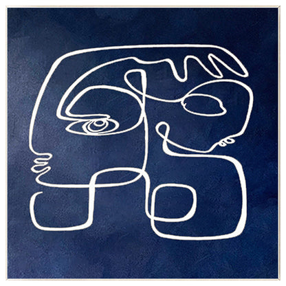 Navy Blue Abstract Line Art – Modern Acrylic Painting on Canvas #8