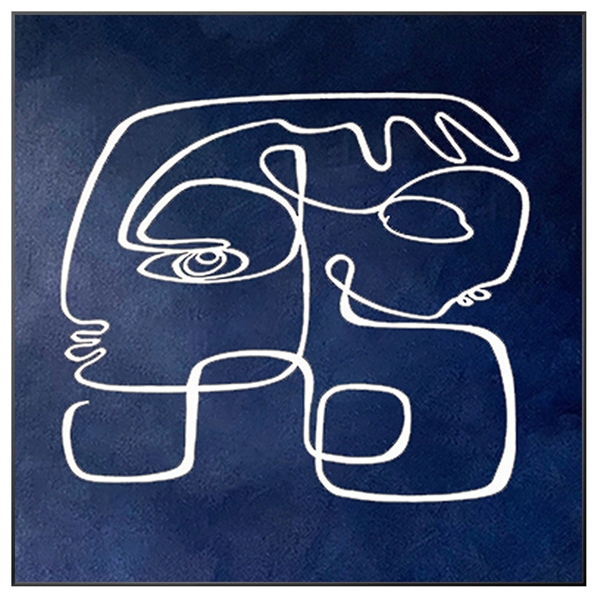 Navy Blue Abstract Line Art – Modern Acrylic Painting on Canvas #9