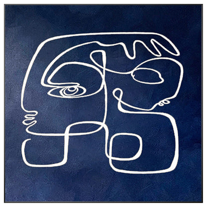 Navy Blue Abstract Line Art – Modern Acrylic Painting on Canvas #9