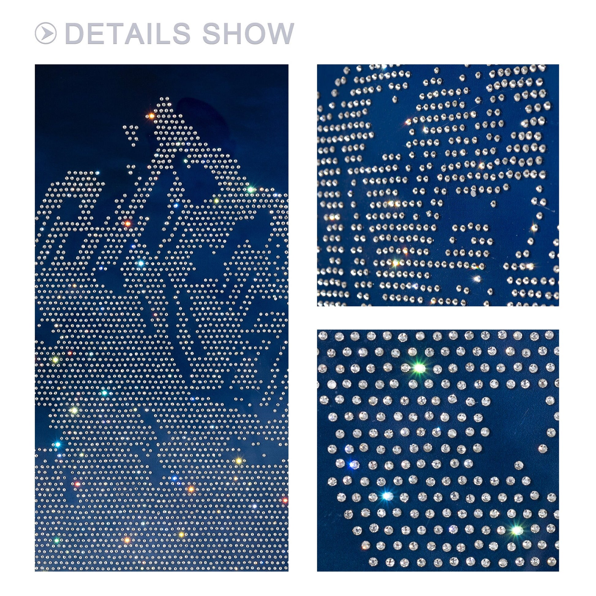 Navy Blue Abstract Mountain Wall Decor 3D Mountain Landscape Art Glitter Crystal #3
