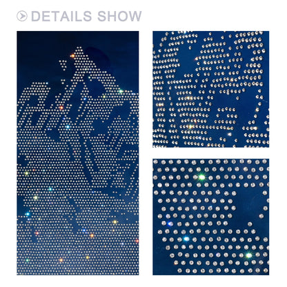 Navy Blue Abstract Mountain Wall Decor 3D Mountain Landscape Art Glitter Crystal #3