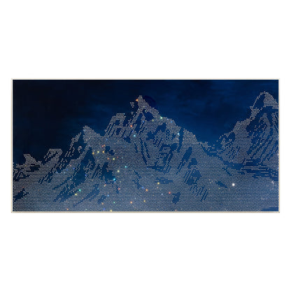 Navy Blue Abstract Mountain Wall Decor 3D Mountain Landscape Art Glitter Crystal #9