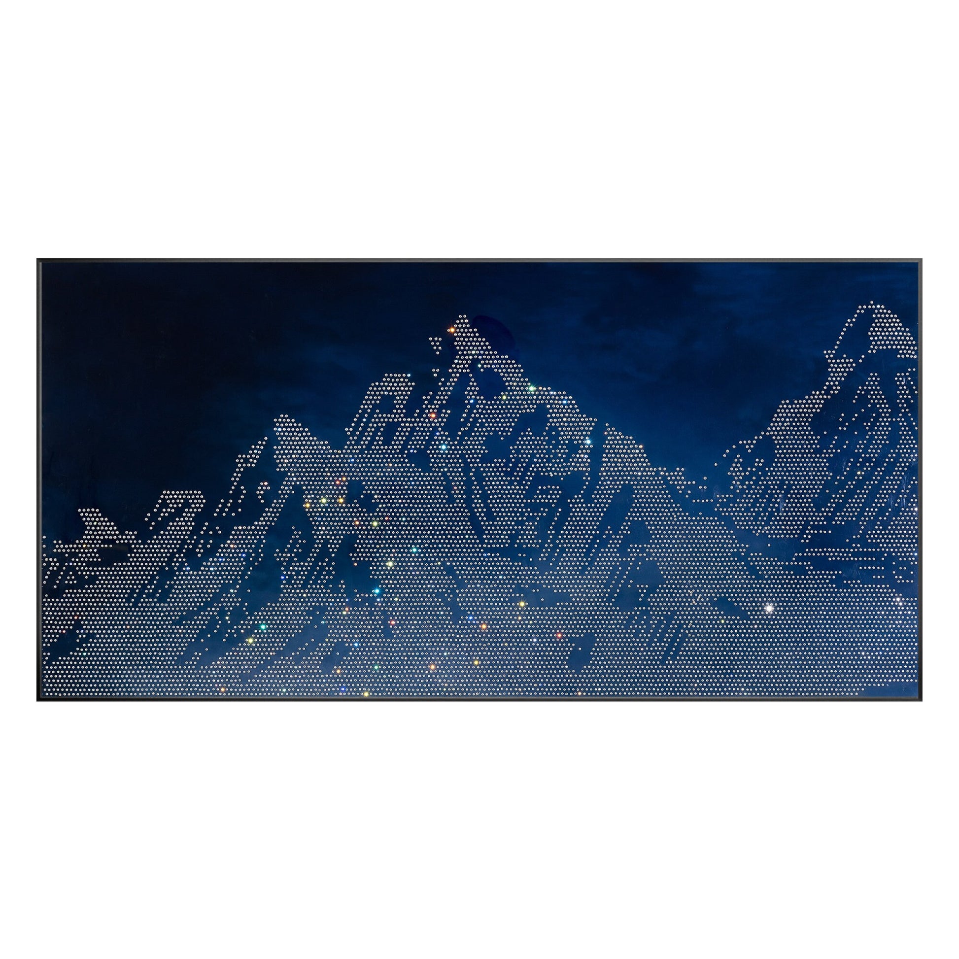 Navy Blue Abstract Mountain Wall Decor 3D Mountain Landscape Art Glitter Crystal #10