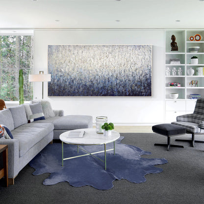 Navy Blue Abstract Painting, Heavy Texture Framed Canvas Wall Art, Modern Handma #2