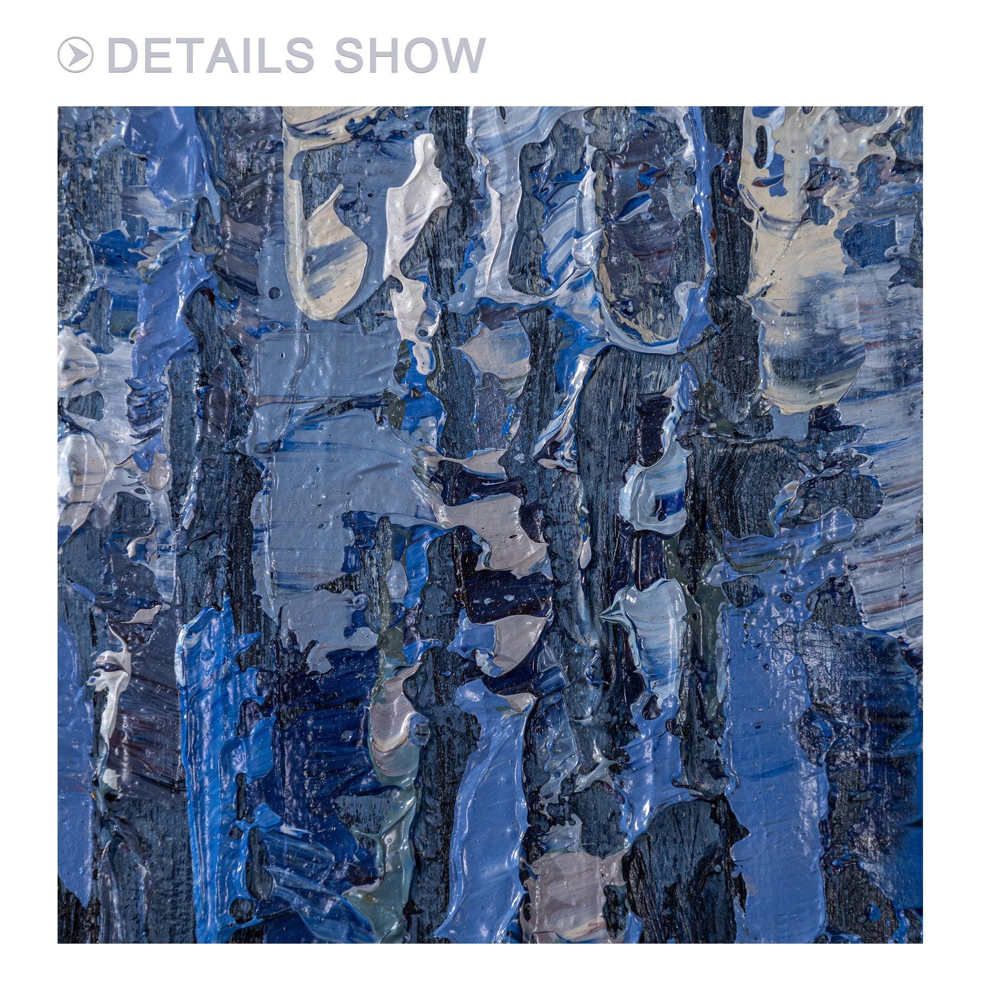 Navy Blue Abstract Painting, Heavy Texture Framed Canvas Wall Art, Modern Handma #6