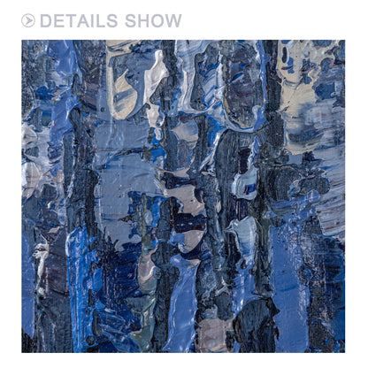 Navy Blue Abstract Painting, Heavy Texture Framed Canvas Wall Art, Modern Handma #6