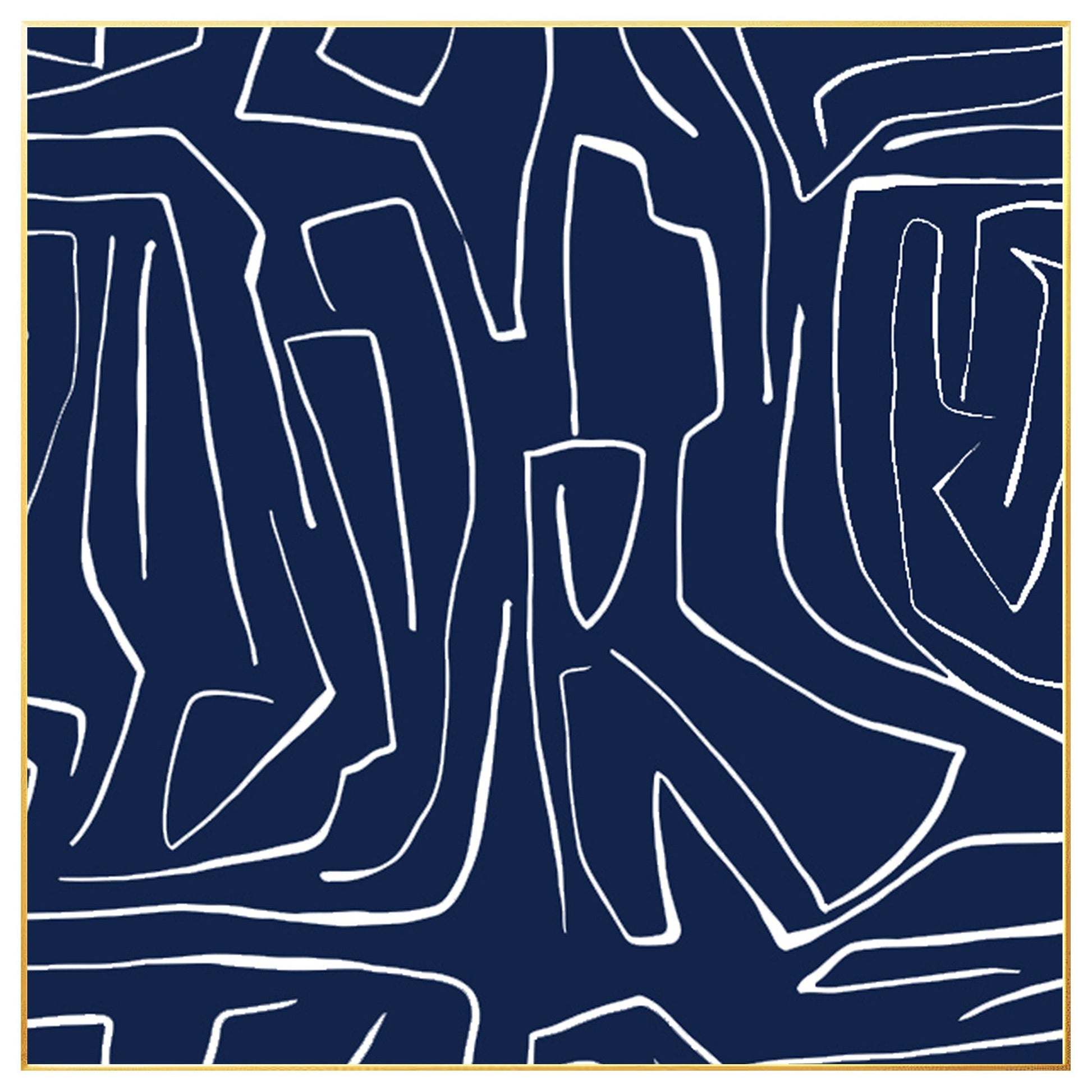Navy Blue Abstract Painting: Minimalist Canvas Wall Art #8