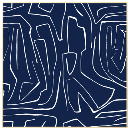 Navy Blue Abstract Painting: Minimalist Canvas Wall Art #8