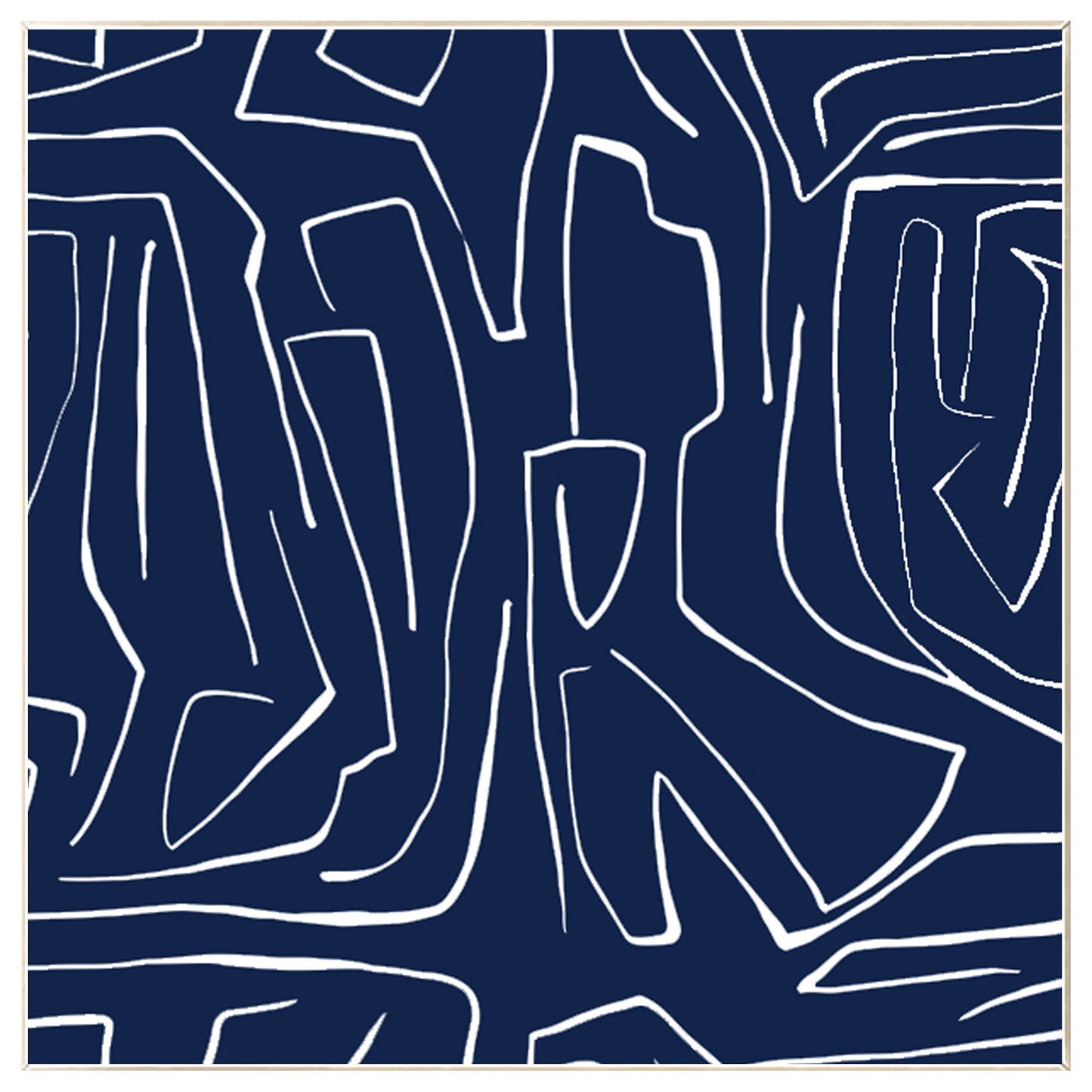 Navy Blue Abstract Painting: Minimalist Canvas Wall Art #9