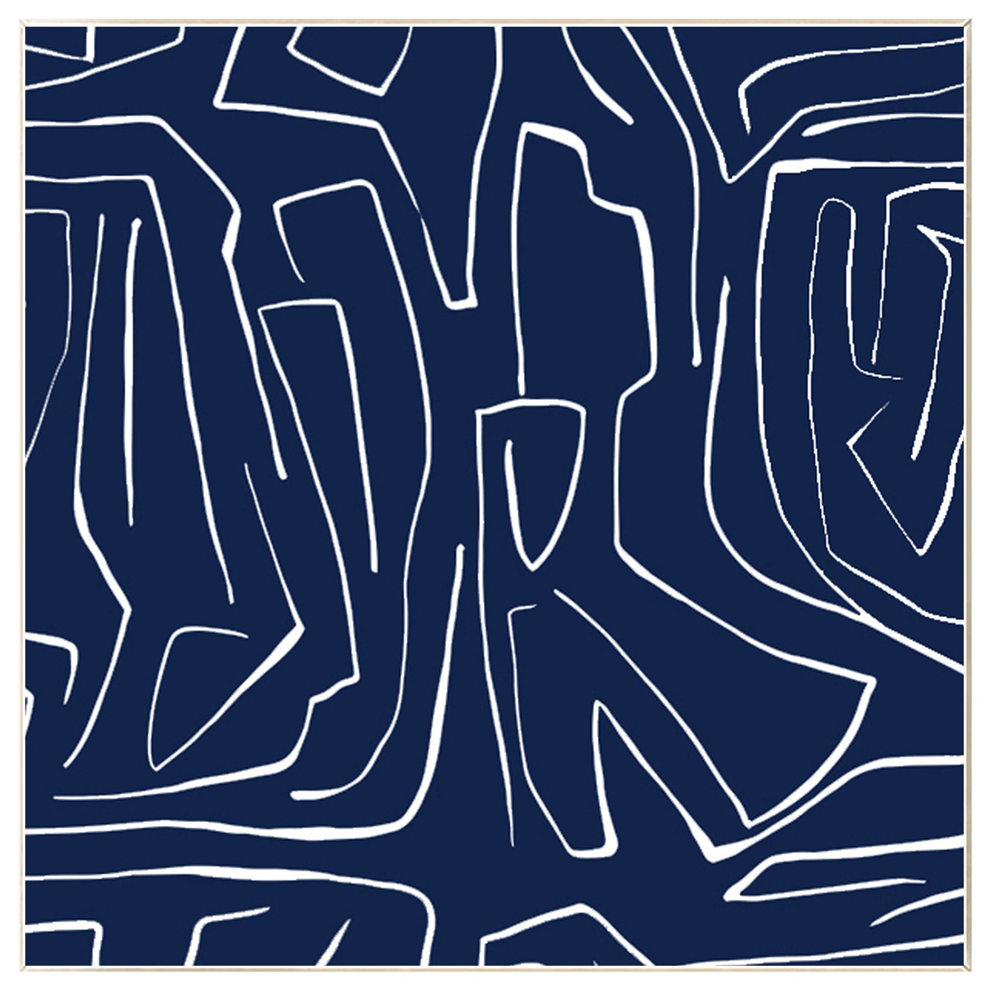 Navy Blue Abstract Painting: Minimalist Canvas Wall Art #9