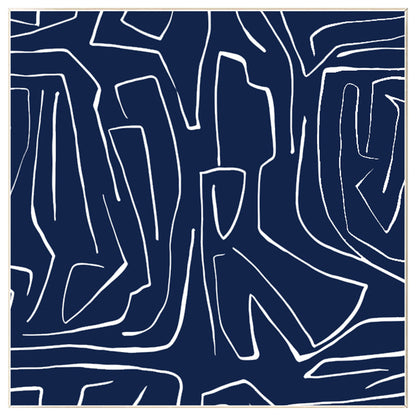 Navy Blue Abstract Painting: Minimalist Canvas Wall Art #9