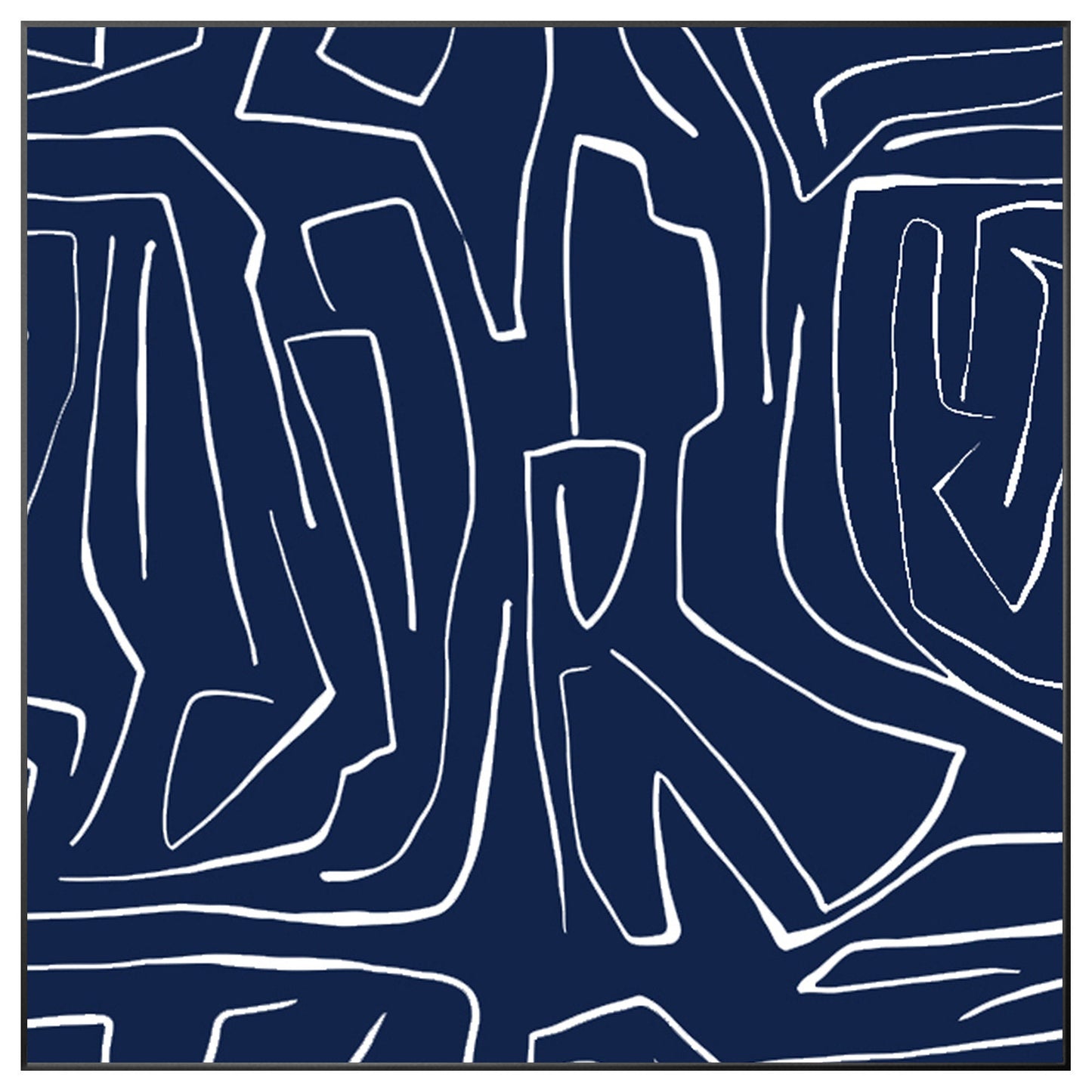 Navy Blue Abstract Painting: Minimalist Canvas Wall Art #10