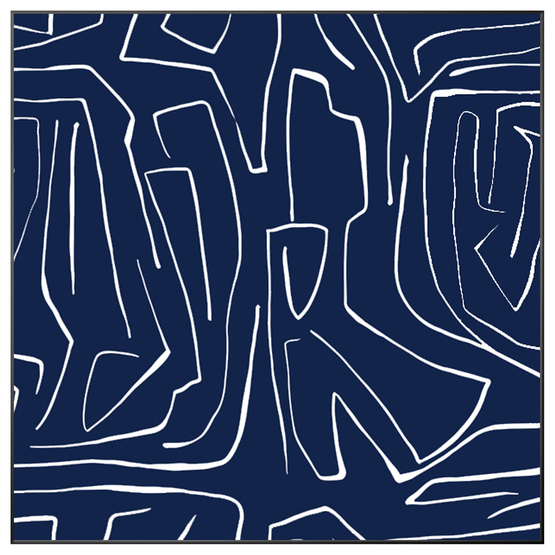 Navy Blue Abstract Painting: Minimalist Canvas Wall Art #10