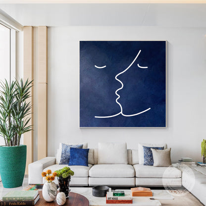 Navy Blue Abstract Painting: Minimalist Home Wall Art #3