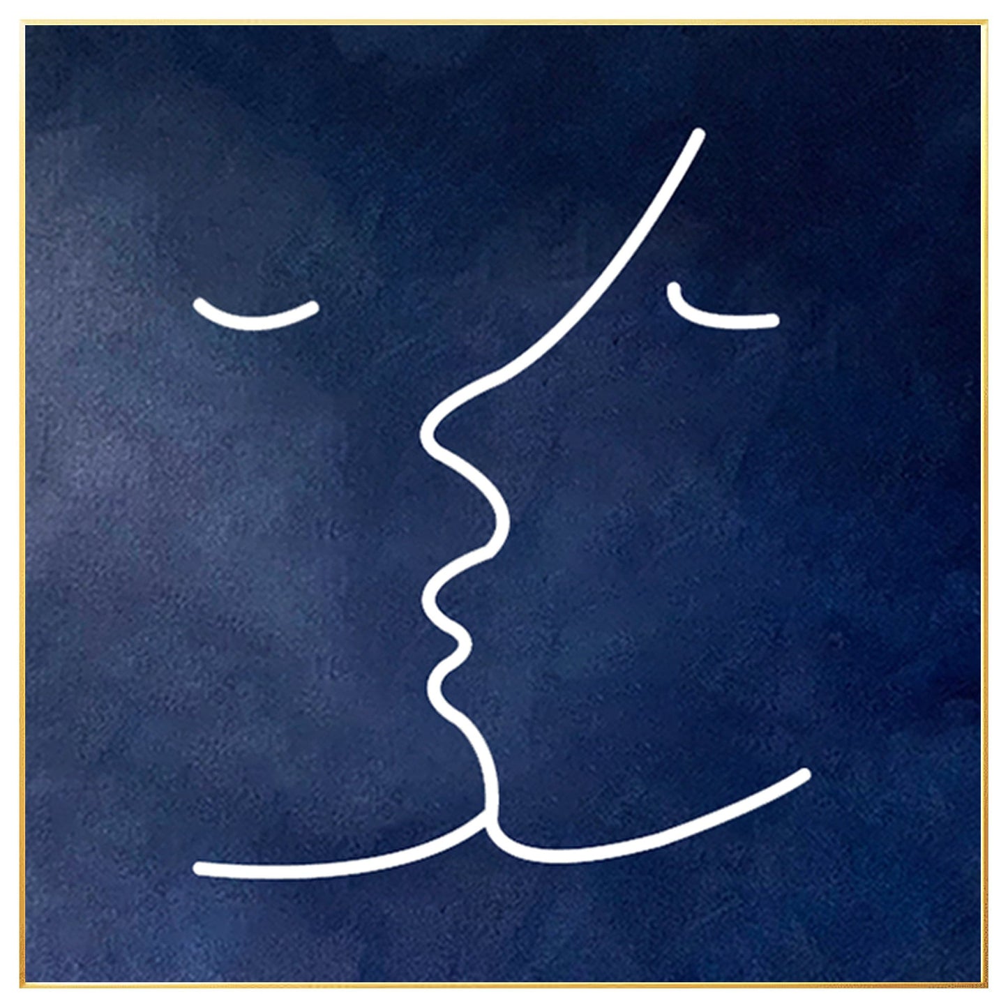 Navy Blue Abstract Painting: Minimalist Home Wall Art #7