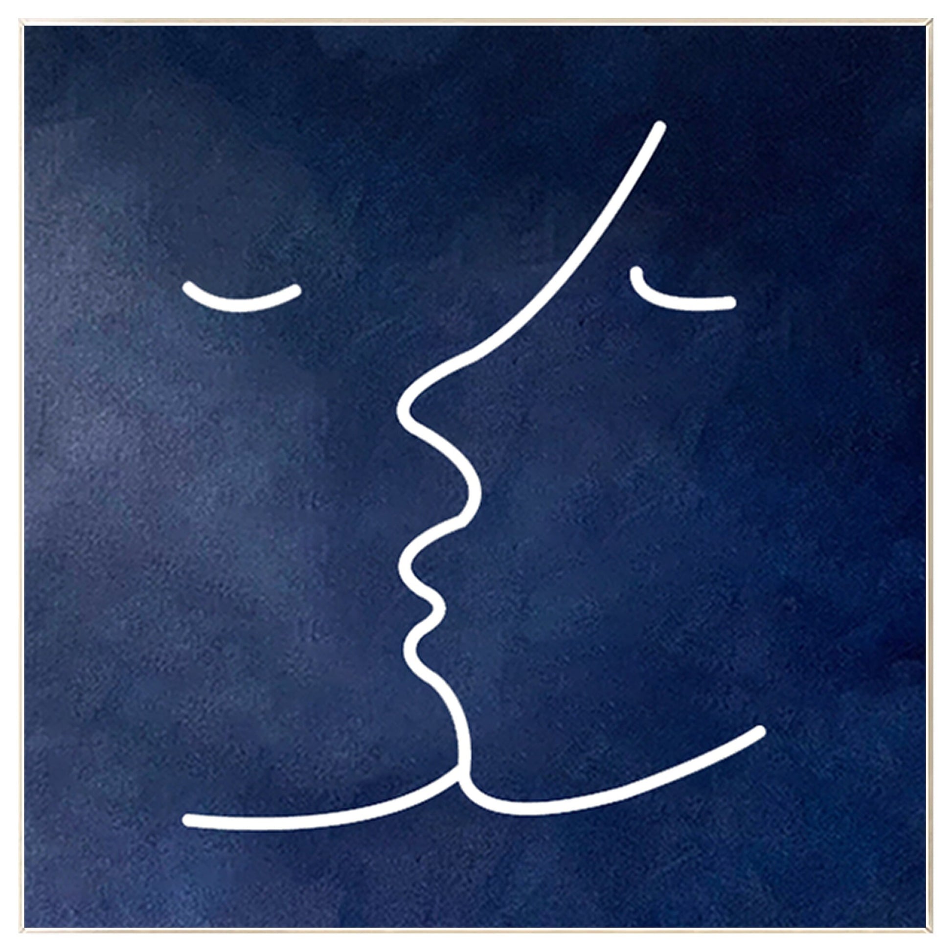 Navy Blue Abstract Painting: Minimalist Home Wall Art #8