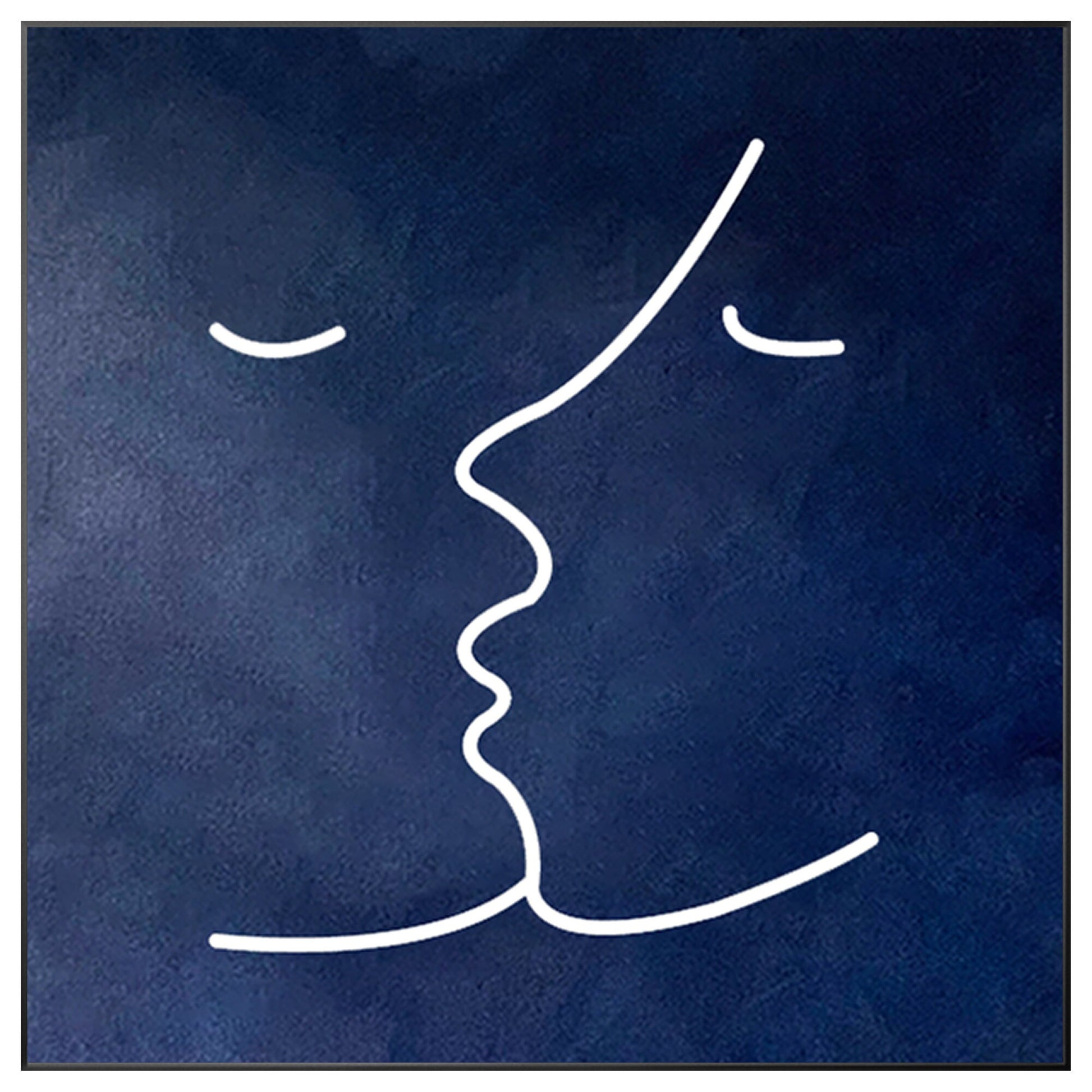 Navy Blue Abstract Painting: Minimalist Home Wall Art #9
