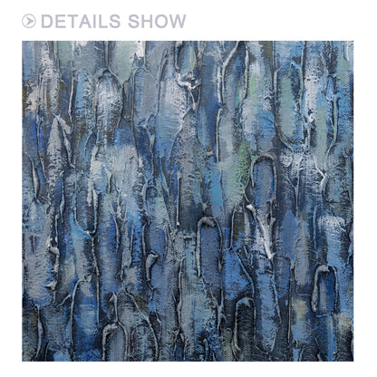 Navy Blue Abstract Painting on Canvas: Framed Nordic Wall Art #6