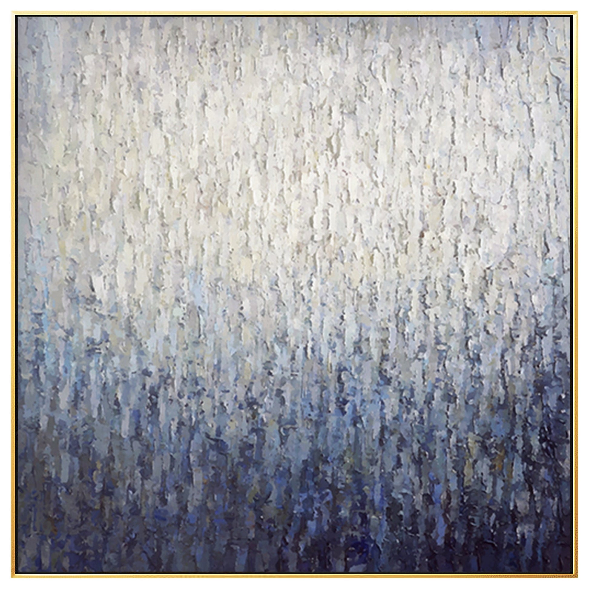 Navy Blue Abstract Painting on Canvas: Framed Nordic Wall Art #8