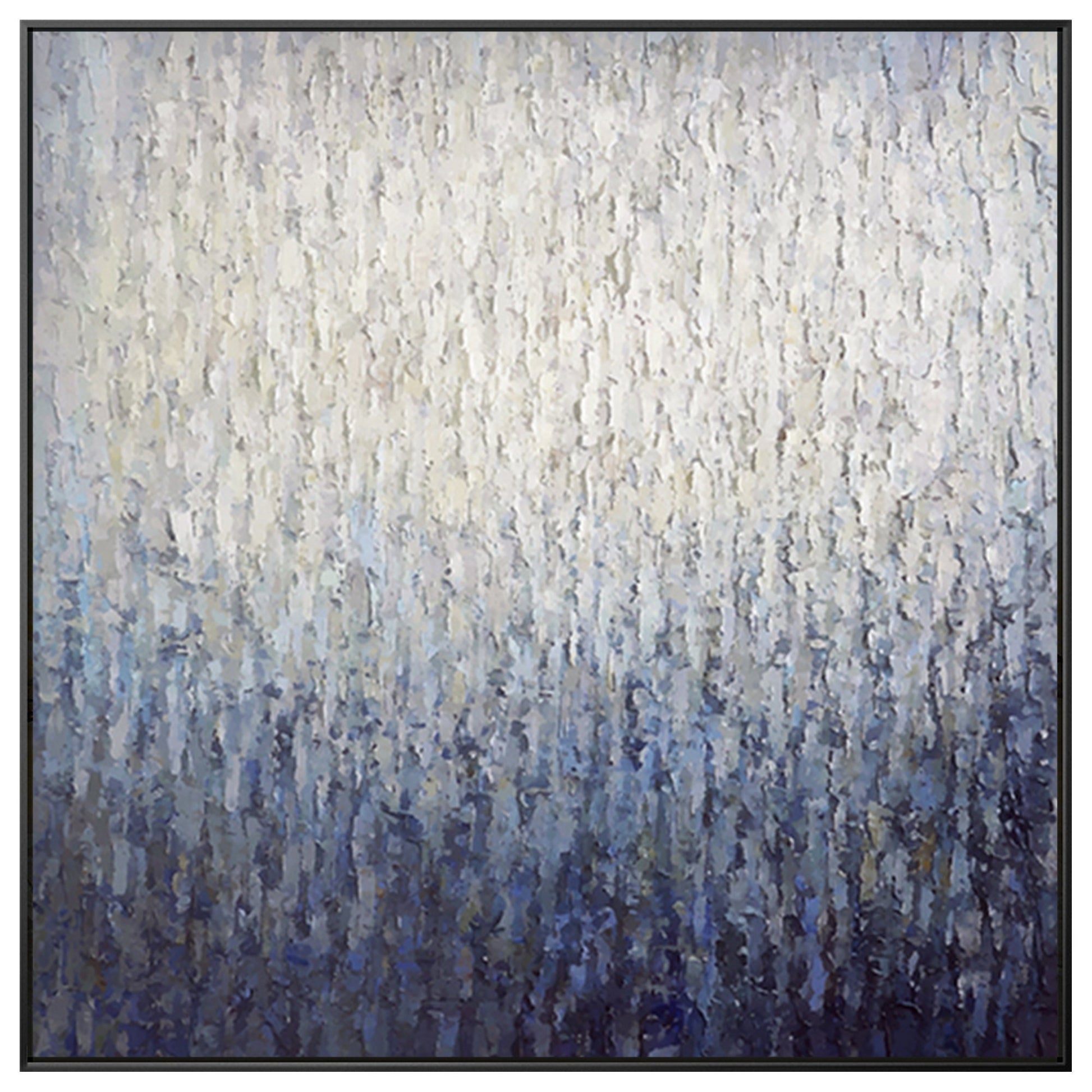 Navy Blue Abstract Painting on Canvas: Framed Nordic Wall Art #10