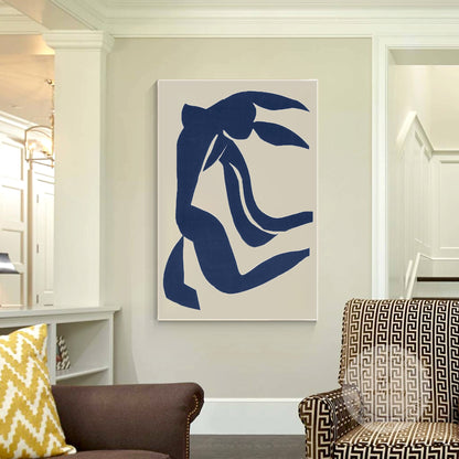 Navy Blue Abstract Painting on Canvas: Minimalist Wall Art #2