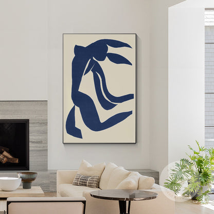 Navy Blue Abstract Painting on Canvas: Minimalist Wall Art #5